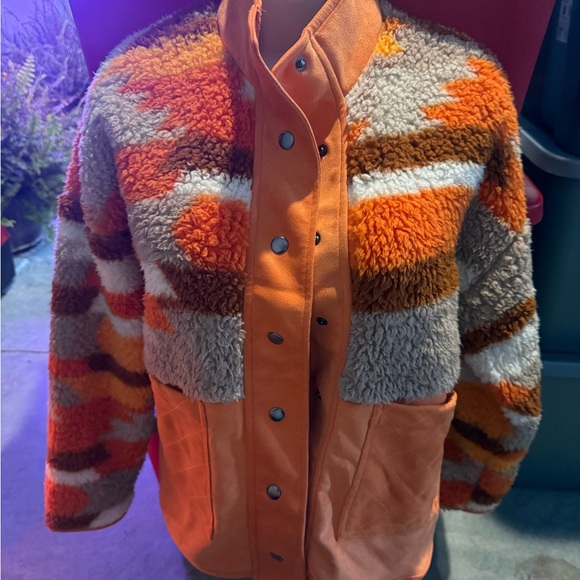 Colorful Sherpa Jacket with Snap Buttons m82 - Picture 3 of 4